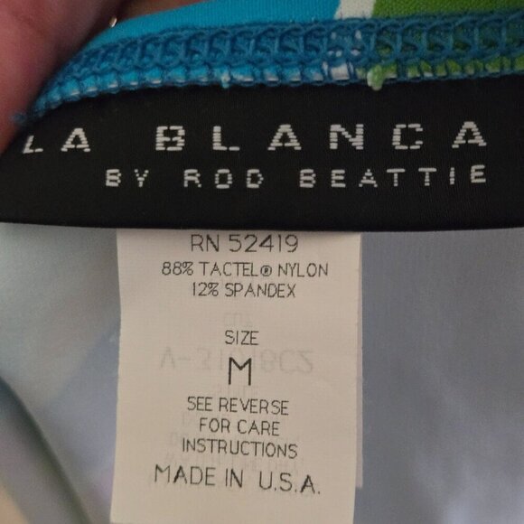 La Blanca Tropi-Flage 3 Piece Tankini Set Top High Waist Bottom Skirt Size 10/M - Picture 13 of 13